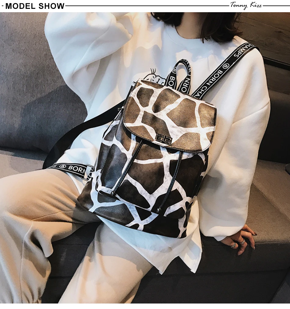 Tonny Kizz рюкзак с леопардом женский рюкзак с рисунком зебры рюкзаки для ноутбука кожаные школьные сумки для девочек-подростков Mochila Mujer