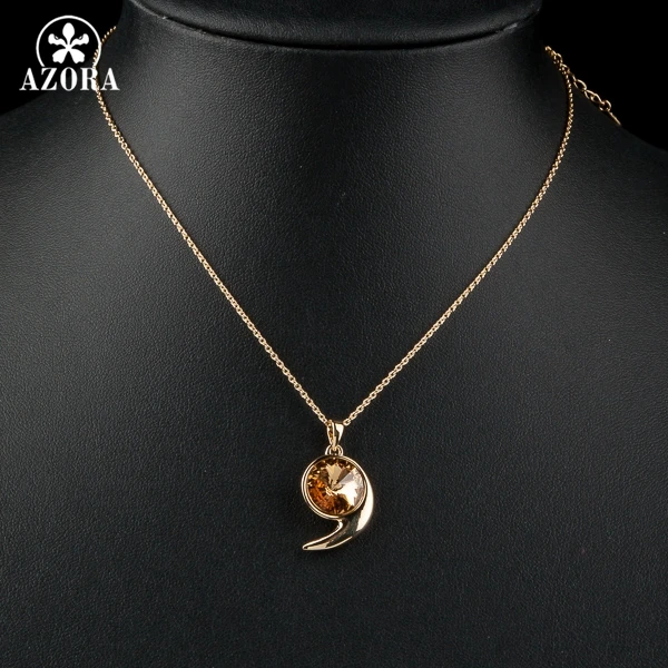AZORA The Gold Snail Gold Color Stellux Austrian Crystal Jewelry Pendant Necklace TN0102