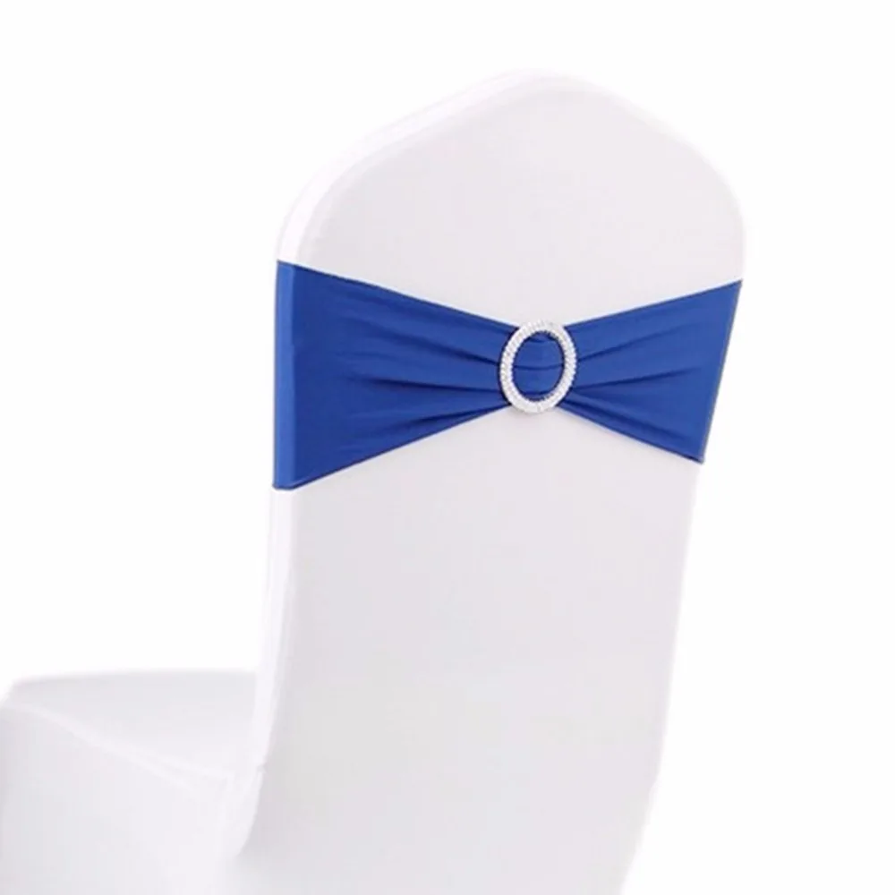 10 Pieces Royal Blue Stretch Bulk Chairs Covers Bands with Ring Buckle