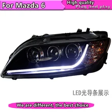 Car Styling for TLZ Mazda 6 Headlights 2004-2012 for Mazda6 LED Headlight DRL Lens Double Beam H7 HID Xenon bi xenon lens car style led headlights for benz vito 2017 for vito head lamp led drl lens double beam h7 hid xenon bi xenon lens