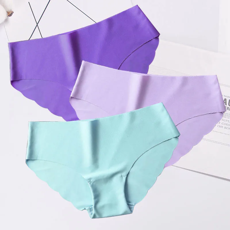 F 3pcs 3 шт./компл. Seamles Ice Silk трусы для Для женщин сексуальные трусы с низкой посадкой ультра-тонкое нижнее белье стринги женские трусы, интимное# D - Цвет: F 3pcs