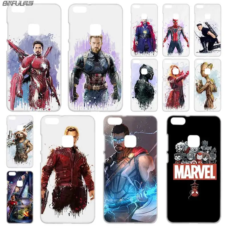 

BINFUL PC Transparent for Huawei P30 p20 lite case P8 P9 P10 Lite Plus Pro P Smart 2019 Mini Marvel Avengers