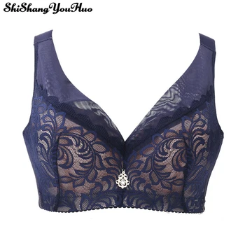 

Sexy Lace Large Cup Bras for Women Wireless Gather Adjustable Push Up Bra Sutia Brassiere Soutien Gorge Femme 110 120 B C D E