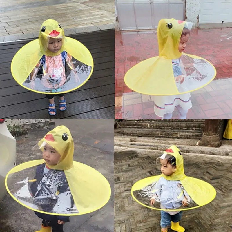 

Rain Coat UFO Duck Kids Baby Children Umbrella Hat Magical Hands Free Raincoat