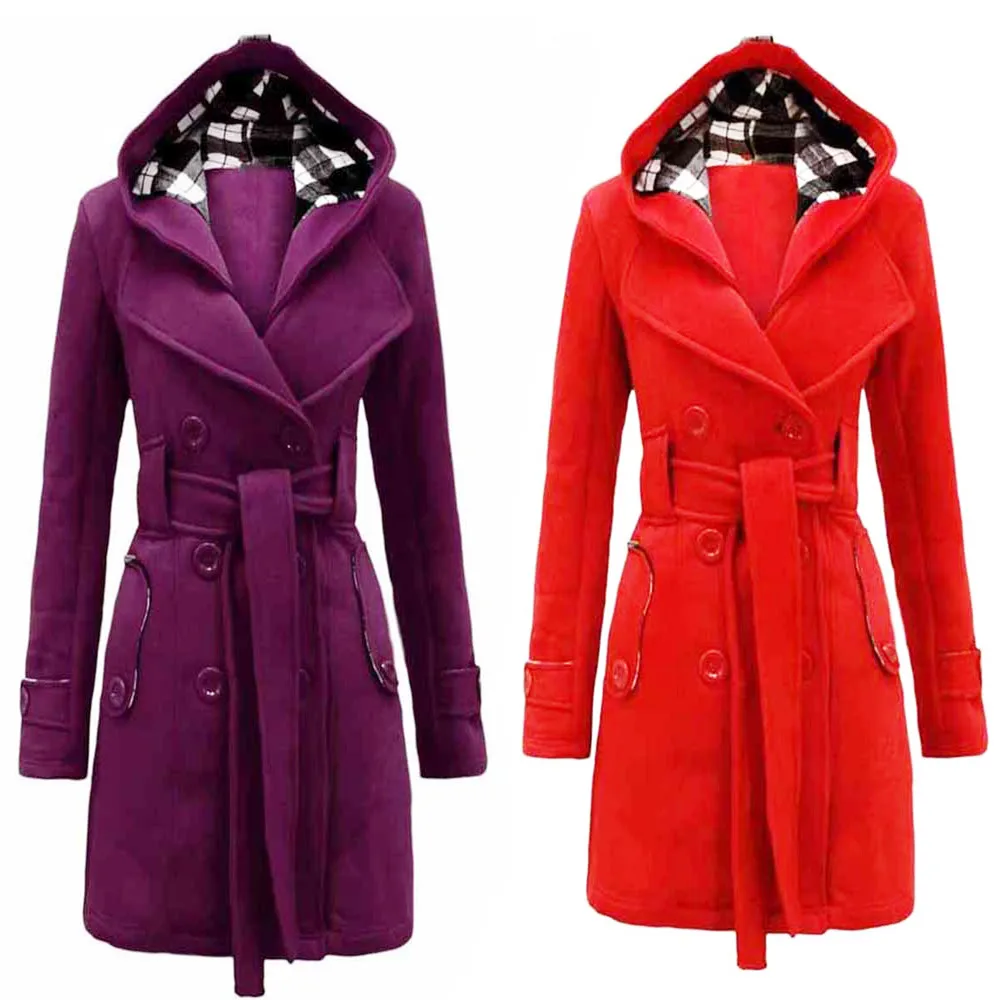 Осенне-зимние женские куртки, пальто, женские длинные пальто с капюшоном, верхняя одежда, теплые плотные женские красные приталенные толстовки, куртки