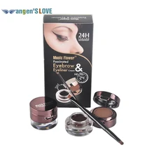 2 шт./компл. подводка для глаз гель для бровей Мощность карандаш для глаз Кисть для макияжа 5 in1 Водонепроницаемый черный и коричневый Цвет