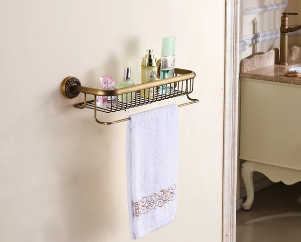NEW Bathroom Antique Brass Storage Shelf Shower Caddy Storage With