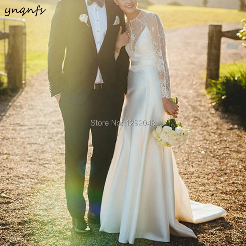YNQNFS W93 Vestido de Noiva Simples Boho элегантные свадебные платья русалки кружевное вечернее