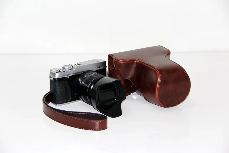 

Digital PU Leather Camera Case Bag + Srtap For Fujifilm Fuji Finepix X-E1 XE1 X-E2 XE2 18-55mm Cover Pouch Free Shipping Coffee