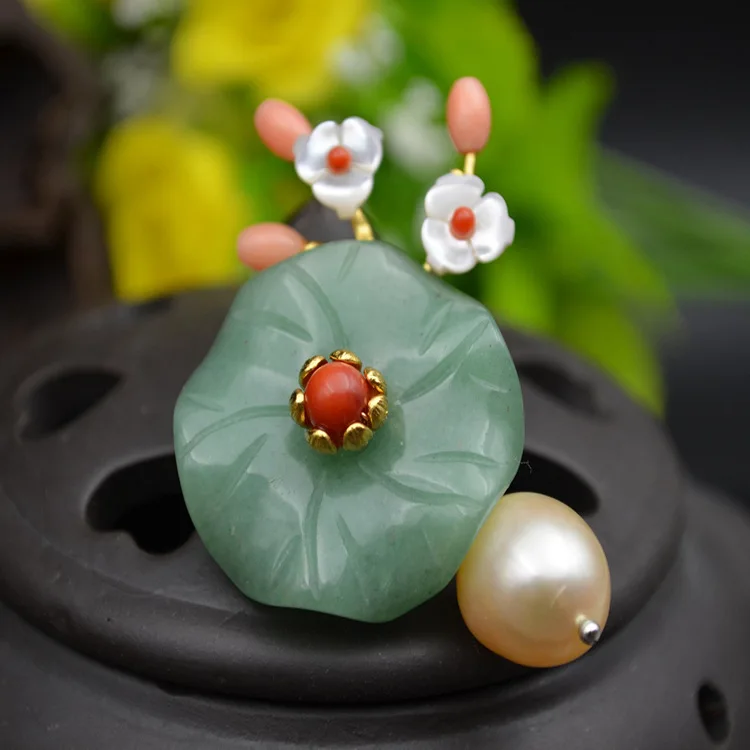 

Handmade high quality natural stone Plum pendant brooch