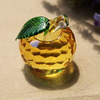 

8 Colors Feng Shui Crystal Apple Paperweight home Decor Zara Crystal Craft