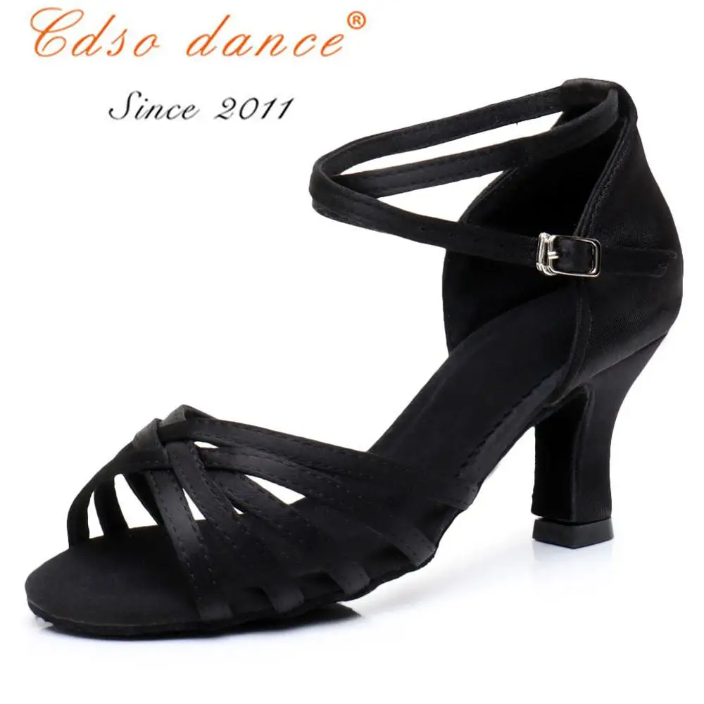 Cdso танцевальная обувь 10306 Сатиновые туфли высокого качества для латинских танцев для женщин/девочек/Танго и сальсы 5,5 см/7 см каблук