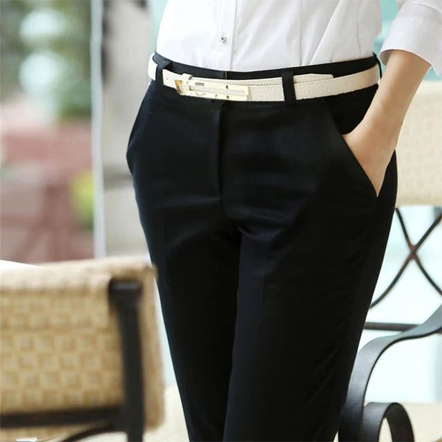 2021 New Autumn Straight Casual Commuter High Waist Pocket Ladies Suit Pants  Fashion Slim Button Pure Color Simple Female Pants - Pants & Capris -  AliExpress