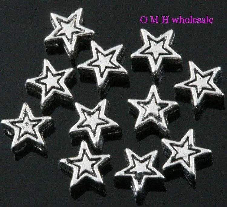 

OMH wholesale Free ship 130pcs tibetan silver star spacer beads Jewelry metal beads 6X3mm ZL136
