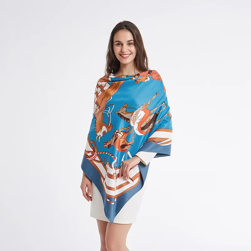 

Fashion Animal Printed Silk Scarf For Women Square Shawls Big Hijab Scarfs Female 130*130cm Neckerchief Scarves For Ladies 2019