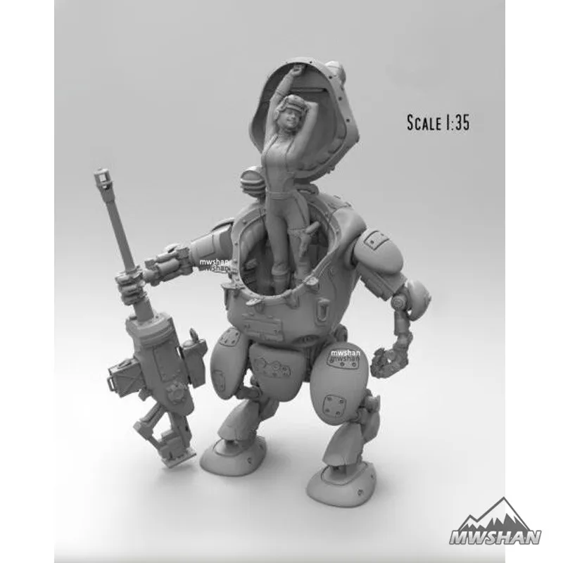 

1/35 Robot female mechanic Assembly Military Resin Miniatures Model Building Kits