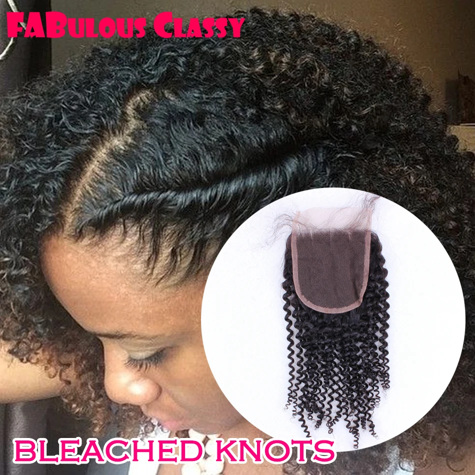 

Best 8A Free/Middle Part Virgin Peruvian Kinky Curly Closure Baby Hair 4x4 Natural Color Soft Afro Kinky Curly Lace Closure DHL