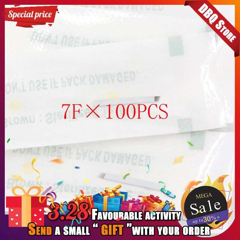 

100 pcs Microblading 7 pins Flex Eyebrow Tattoo Needles Bevel Blade for Manual Microblading Pen Permanent Makeup free shipping