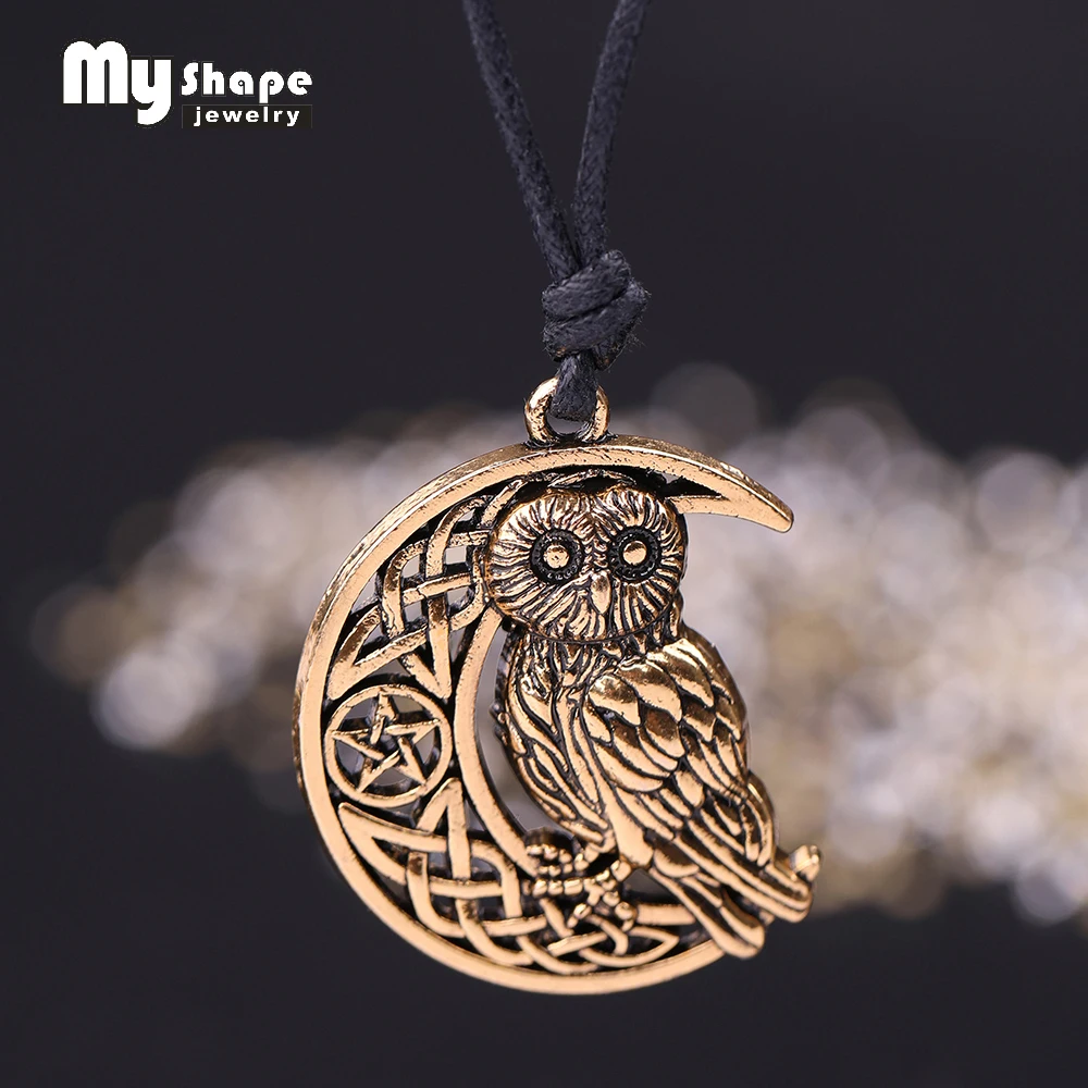 

My shape Supernatural Wicca Moon & Star hollowed-out Pendant Cute Owl Animal Necklace Irish Knot Viking Vintage Charm Jewelry
