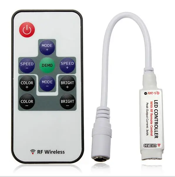 New Arrival 12A 5V 24V LED RF Wireless Mini Remote Dimmer Controllers