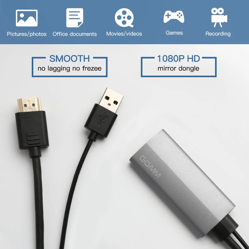 GGMM 1080P HDMI Dongle tv Stick AirPlay Зеркальное отображение для ТВ/проектора/монитора дисплей Dongle приемник для iOS iPhone