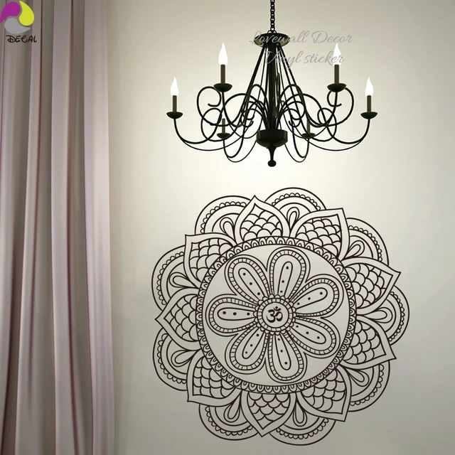 mandala yoga art wall sticker living room mediation lotus india