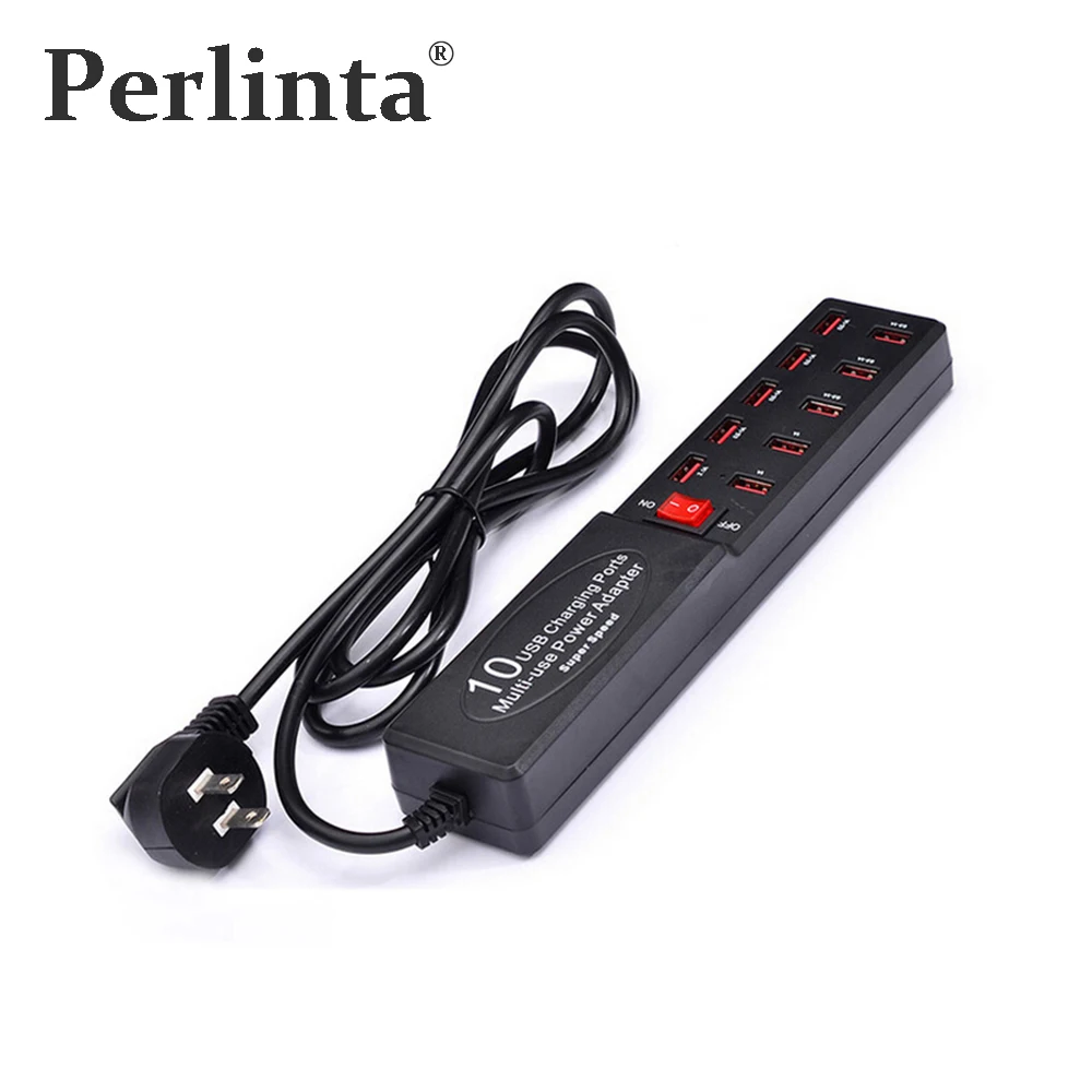 

Perlinta 5V 6A 10 USB Wall Charger Adapter,Desktop Charging Station For Mobile ,Camera ,Mp3,Mp4..