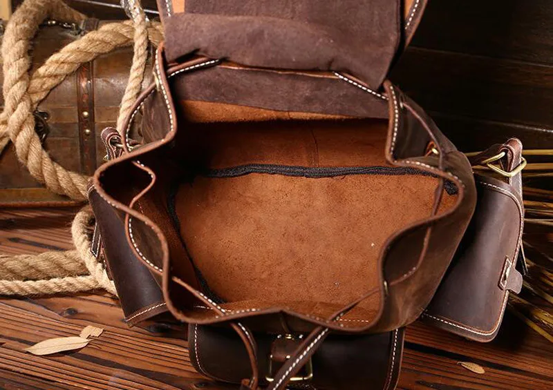 Женские рюкзаки из натуральной кожи, модный рюкзак из воловьей кожи для леди, Одноцветный высококачественный кожаный рюкзак Crazy Horse