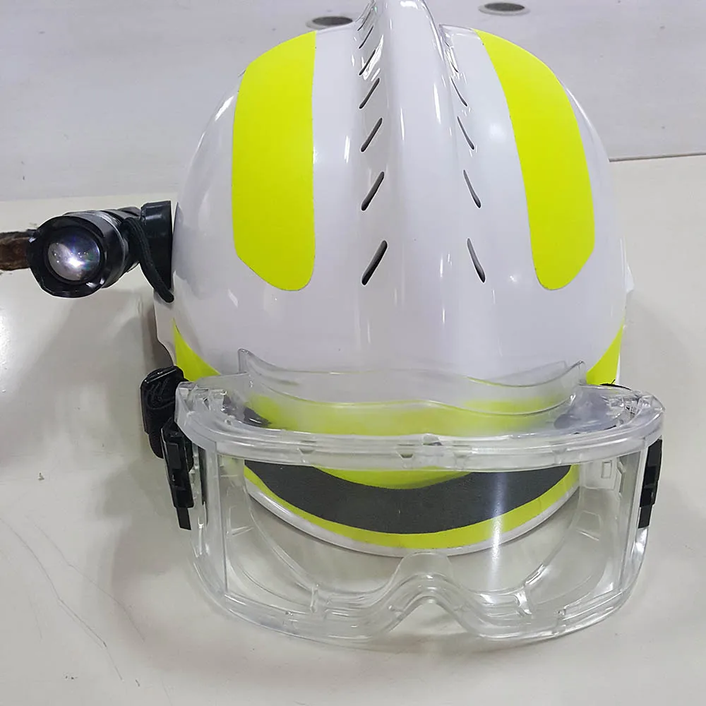 Защитный спасательный шлем пожарный защитные очки защитные шлемы на рабочем месте защита от огня жесткая шляпа с налобным фонарем и очками