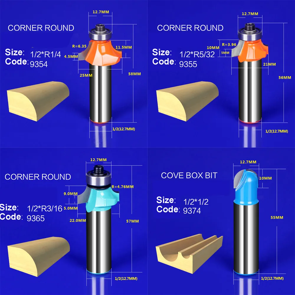 1 шт. 1/4* R7/16 угловая закругленная фаска резак Фрезер фрезерный нож инструмент Фрезы для дерева fresa 9353