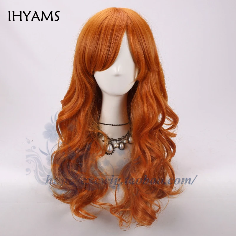 

One Piece Nami Orange Wig Long Wavy Synthetic Cosplay Anime Wigs Hair + Free Wig Cap