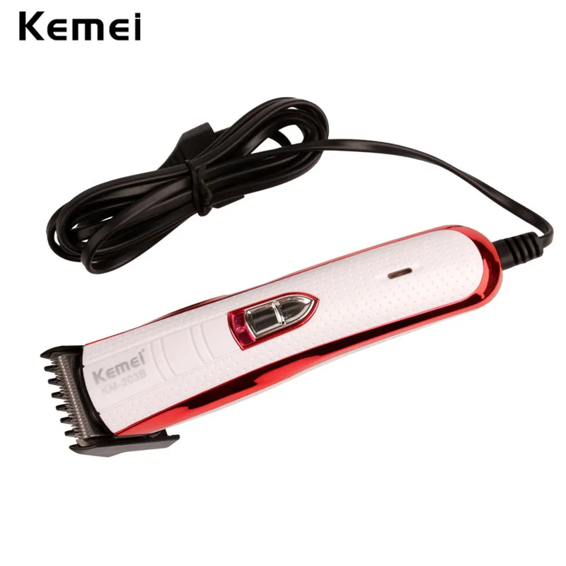 Professional Kemei Titanium Blade Corded Electric Haircut Cutting Machine Barber + limit comb for kids adult men 110-240V S50