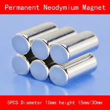 5PCS cylinder Magnet diameter 10mm height 15mm 30mm n35 Rare Earth strong NdFeB permanent Neodymium Magnet n30uh ndfeb arc segment or86 15xir80 8xw26 8xl60 mm moto magnet for generators wind turbine neodymium permanent rotor magnet