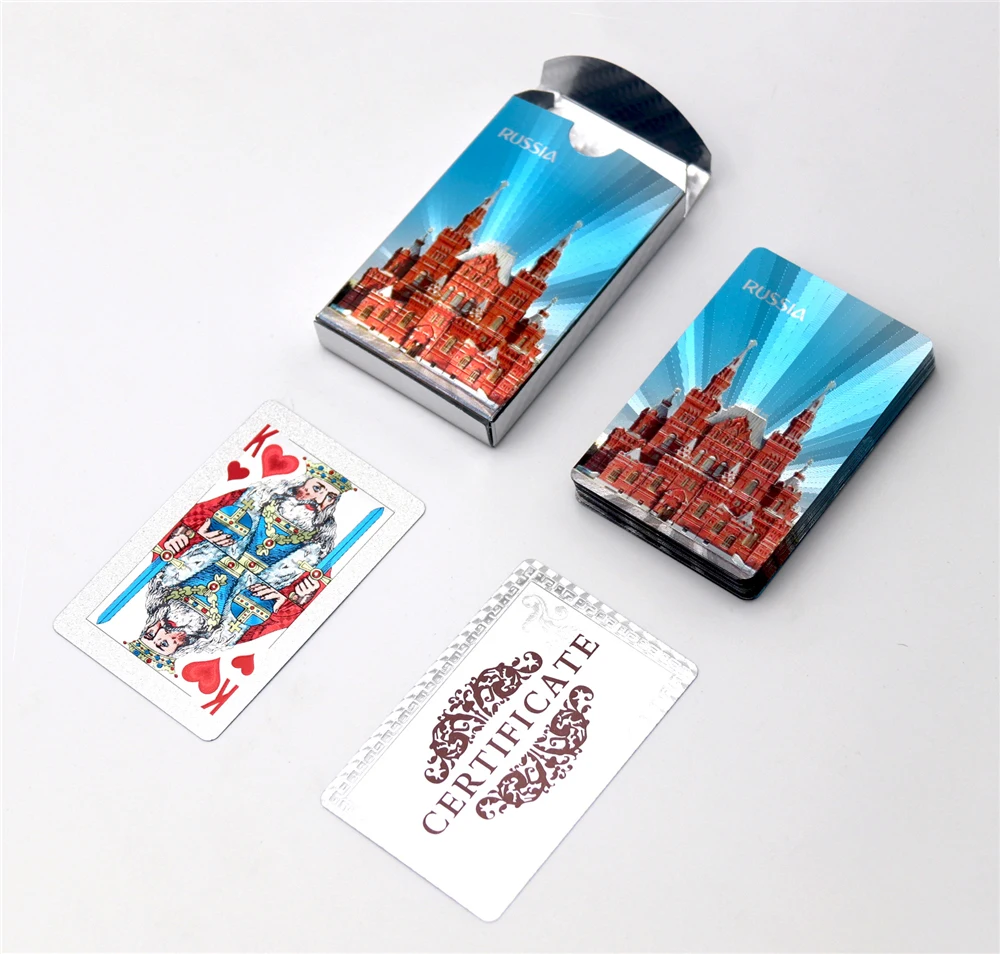 24K Золотая фольга игральные карты Россия покер ПВХ пластиковые водонепроницаемые прочные карты для покера стандартные игровые карты