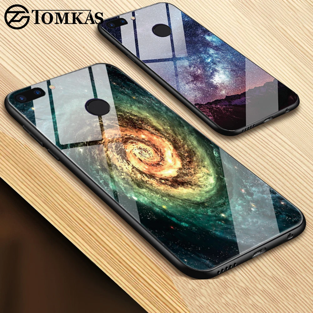 TOMKAS силиконовый чехол из закаленного стекла для Xiaomi Redmi 4X 5 Plus 6A Note 6 Pro Space Cover
