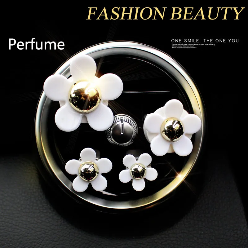 

Crystal Flowers Outlet Perfume Auto Air Freshener Diamond Cute Decoration Air Refreshing Women Girls Furniture Accessories