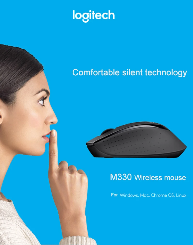 Logitech M330 Беспроводной Мышь 2,4 ГГц с черный/белый цвет для ПК Мышь для Windows 10/8/7/vista и Mac OS