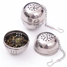 

B New Essential Stainless Steel Ball Tea Infuser Mesh Filter Strainer w/hook Loose Tea Leaf Spice Home Kitchen Accessories