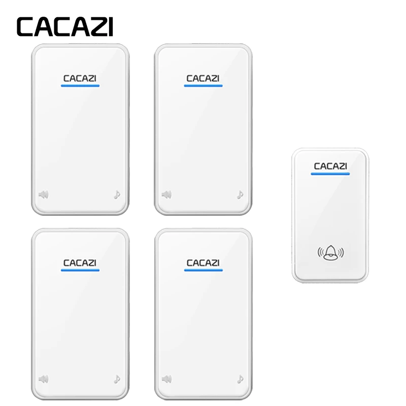 

CACAZI Smart Waterproof Wireless Doorbell Sensor Battery Button Call Bell 300M Remoto 100V-240V US EU UK Plug Receiver 48 Songs