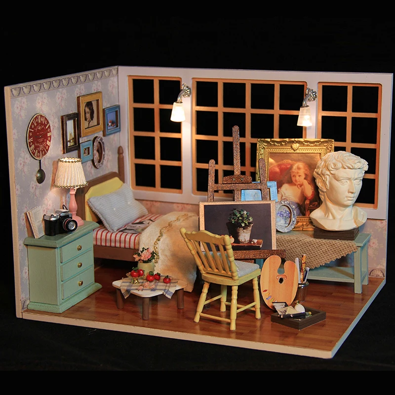 

CUTEBEE DIY Doll House Wooden Doll Houses Miniature dollhouse Furniture Kit Toys for Children Christmas Birthday Gifts V007
