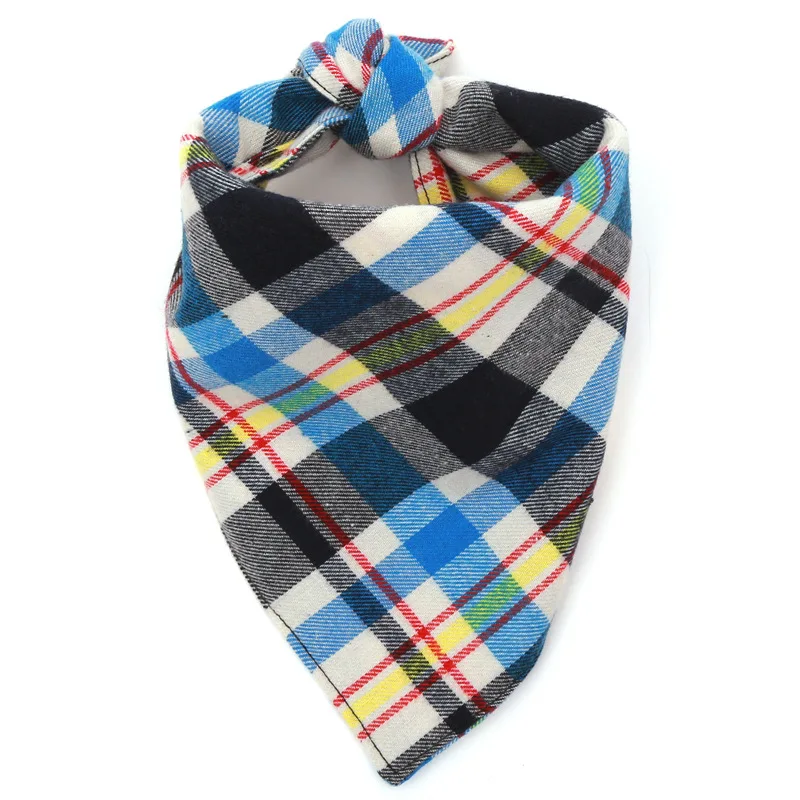 

Plaid dog Triangular towel Double layer Pet saliva towel cotton soft dog scarf for Small and medium dogs Decorative accessories