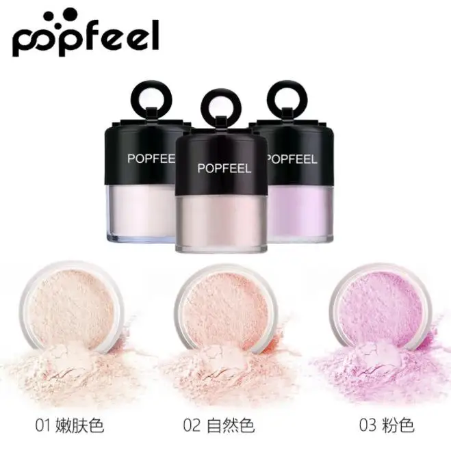 

Popfeel Powder Smooth Loose Oil control Face Powder Makeup Concealer Mineral Finish Powder Transparent Foundation Cosmetics