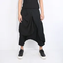 Новые европейские и американские модные свободные повседневные штаны-шаровары на молнии с заниженным шаговым швом модные мужские брюки больших размеров