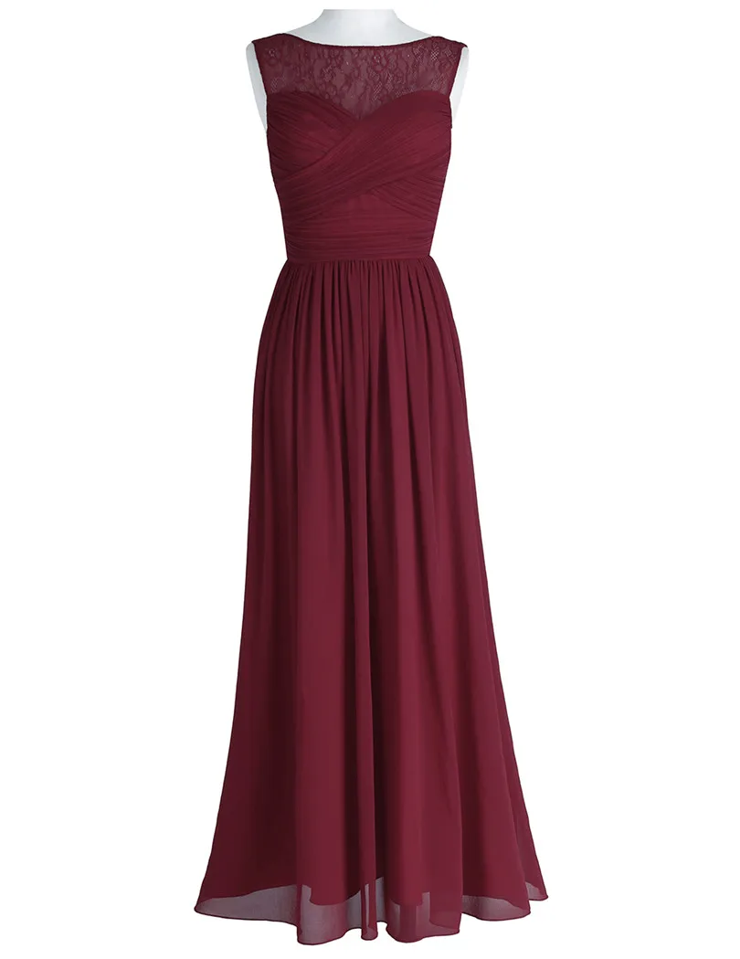 Unique Lace Chiffon Long Bridesmaid Dress