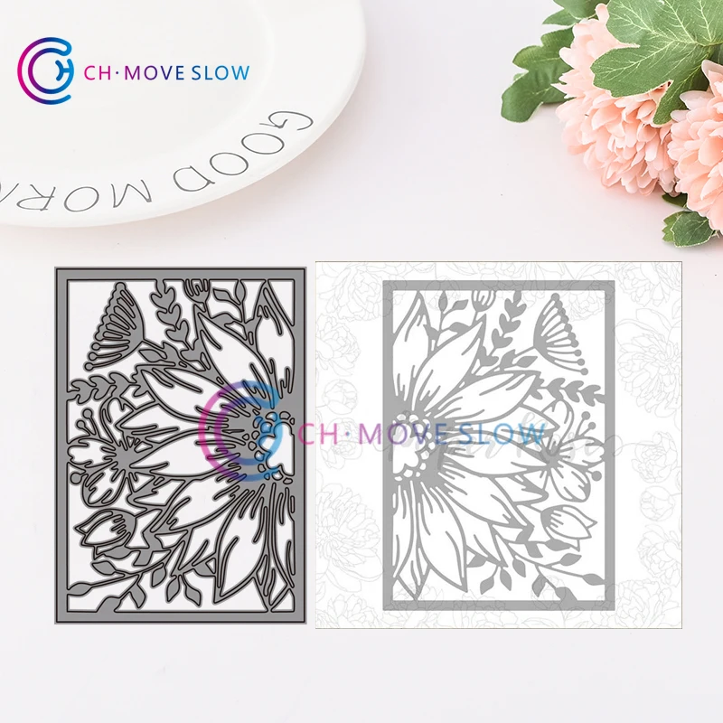 

CH blooming flowers background Metal Die Cuts Metal Cutting Dies Scrapbooking Suit For Sizzix Fustella Big Cards Album Die Tools