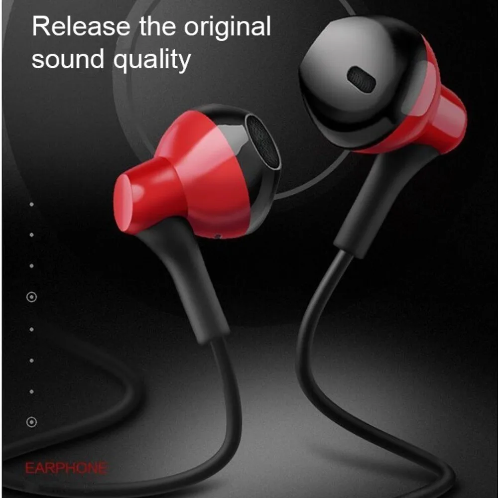 Earphone With Microphone Flat In Ear Music Headset Handsfree Stereo Hifi In-ear Monitor Subwoofer Earbuds For Samsung Xiaomi MP3