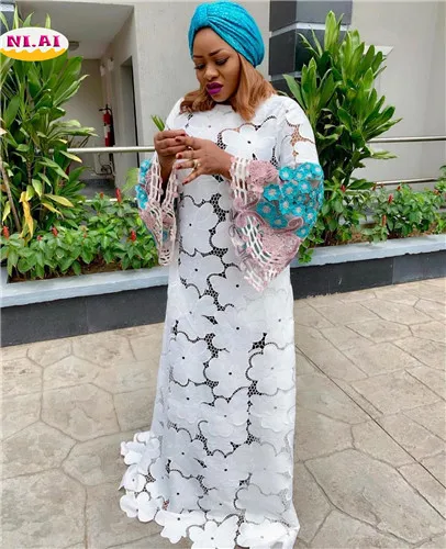 

White Color African Lace Fabric 2019 French Cord Lace Fabric Embroidered Nigerian Milk Silk Lace Fabric For Wedding NA2756B-1