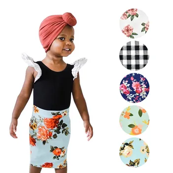 

2020 New High quality Toddler Kids Baby Girls Summer Floral Plaid Printed Pencil Hip Skirt Clothes Dropping Modis Roupa Menina