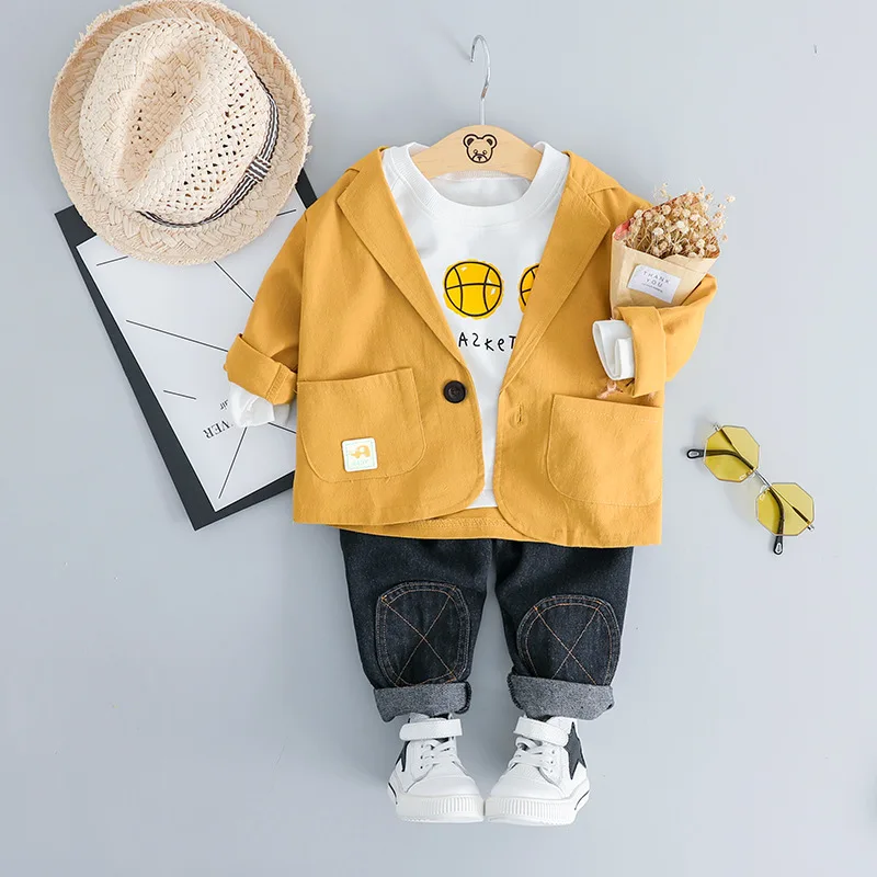 

2018 Newborn Clothes Roupa Infantil Han Edition Small Suit Children Three-piece 0-3 Year-old Male Leisure Suits Spring Clothing