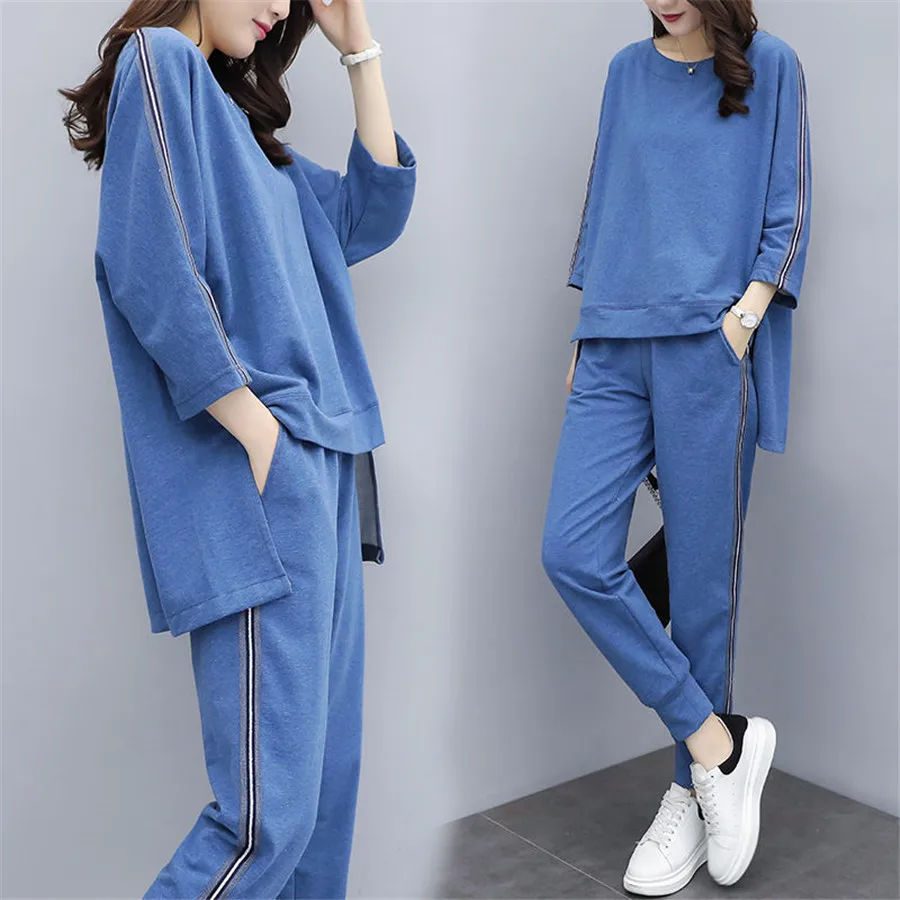 

2Pcs Women Tracksuit Sweatshirt Pants Sets Long Sleeve Wear Casual Suit Tops spring Autumn Femme Plus Size Dropshipping